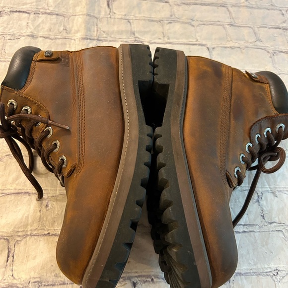 SKECHERS BROWN LEATHER AIR-COOLED MEMORY FOAM WATERPROOF WORK BOOTS MENS SIZE 8 - Picture 8 of 14